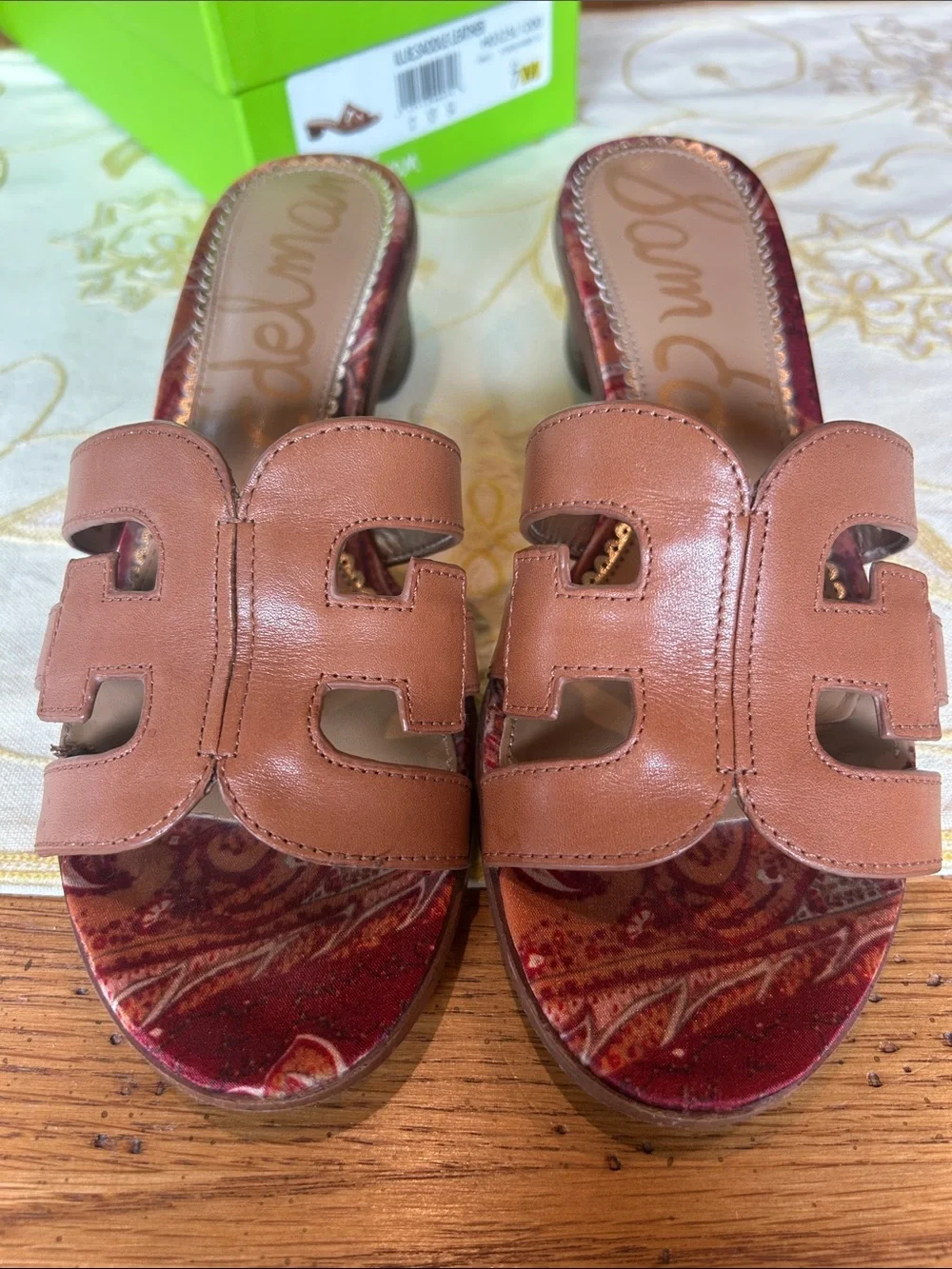 Sam Edelman Womens Brown Leather Slide Sandals
